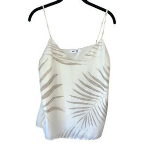 BB Dakota White Palm Leaf Print Camisole Tank Top‎ Sleeveless Summer Blouse